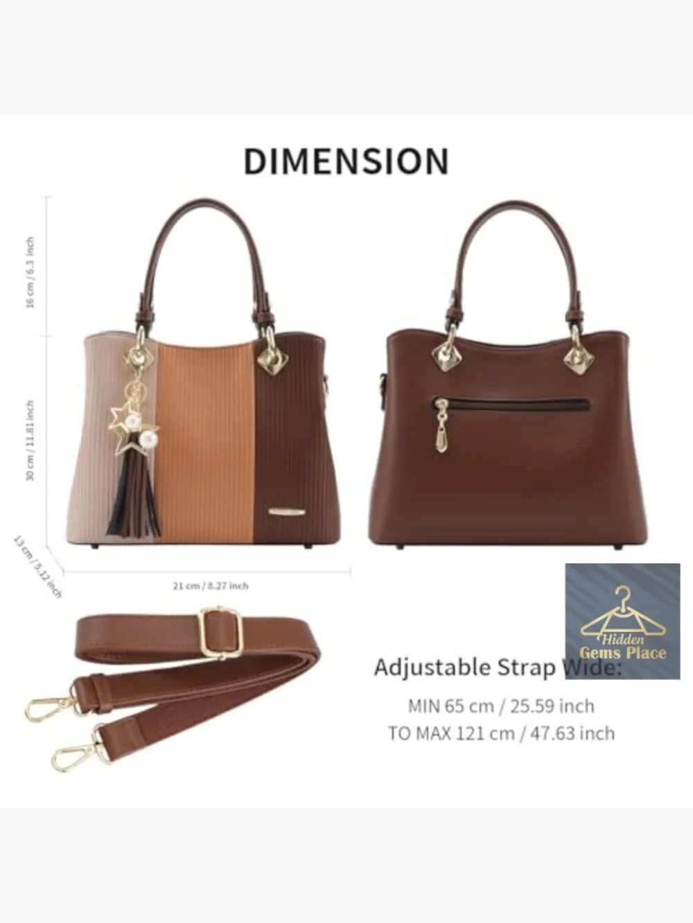 Satchel Tote Bag with Multiple Pockets Top Handle Shoulder Bag Ladies